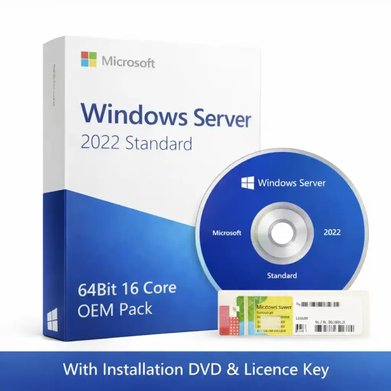Windows Server 2022 Standard 64Bit 16 Core OEM Pack With Installation Dvd & Licence Key
